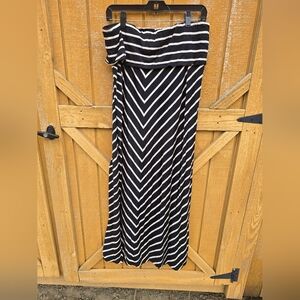 Calvin Klein Black and White Striped Maxi Skirt